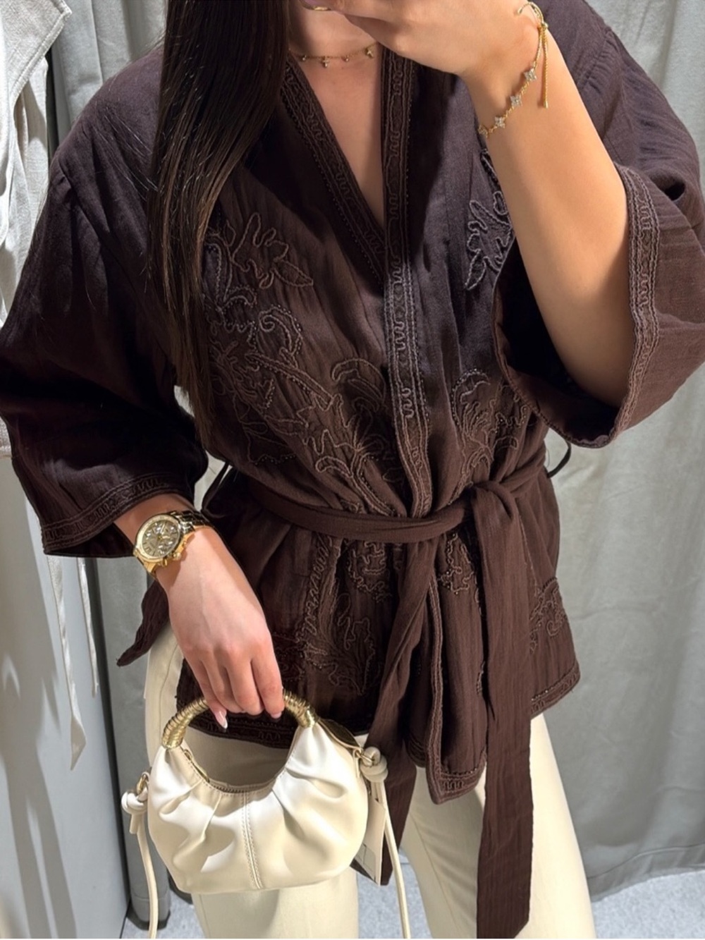 Embroidered kimono style jacket NEW SIZE M-L